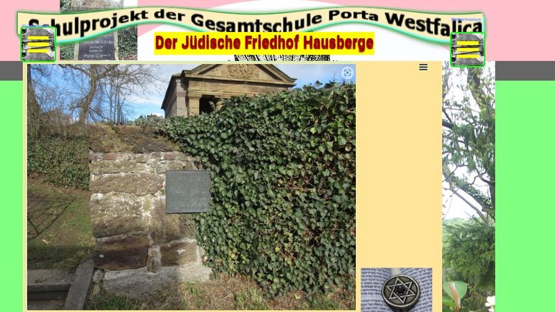 Auf einer Webseite informiert die Schul-AG über Projekte rund um den Friedhof. Grafik/ Bildschirmfoto der Webseite www.juedischer-friedhof-hausberge.de/home.html