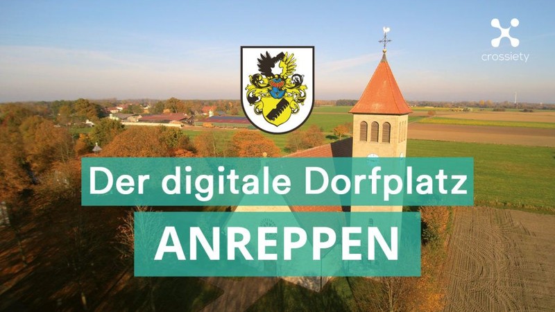 Viele verschiedene Anbieter offerieren inzwischen Apps und Plattformen für den digitalen Austausch von Dorfgemeinschaften.  Grafik/ Bildschirmausschnitt der Webseite www.crossiety.de/anreppen-fuehrt-den-digitalen-dorfplatz-ein/ (abgerufen am: 25. Januar 2