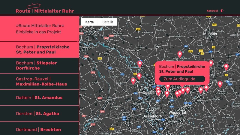 Grafik/ Bildschirmfoto der Website https://route-mittelalter-ruhr.tu-dortmund.de/ (abgerufen am: 18. Juli 2025)