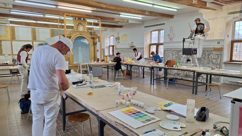 Seminar Freskomalerei für Malerinnen und Maler. Foto/ Akademie des Handwerks Schloss Raesfeld