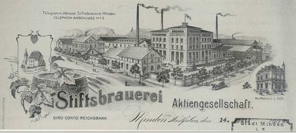 Briefkopf der Stiftsbrauerei von 1906 Foto/ © Mindener Museum